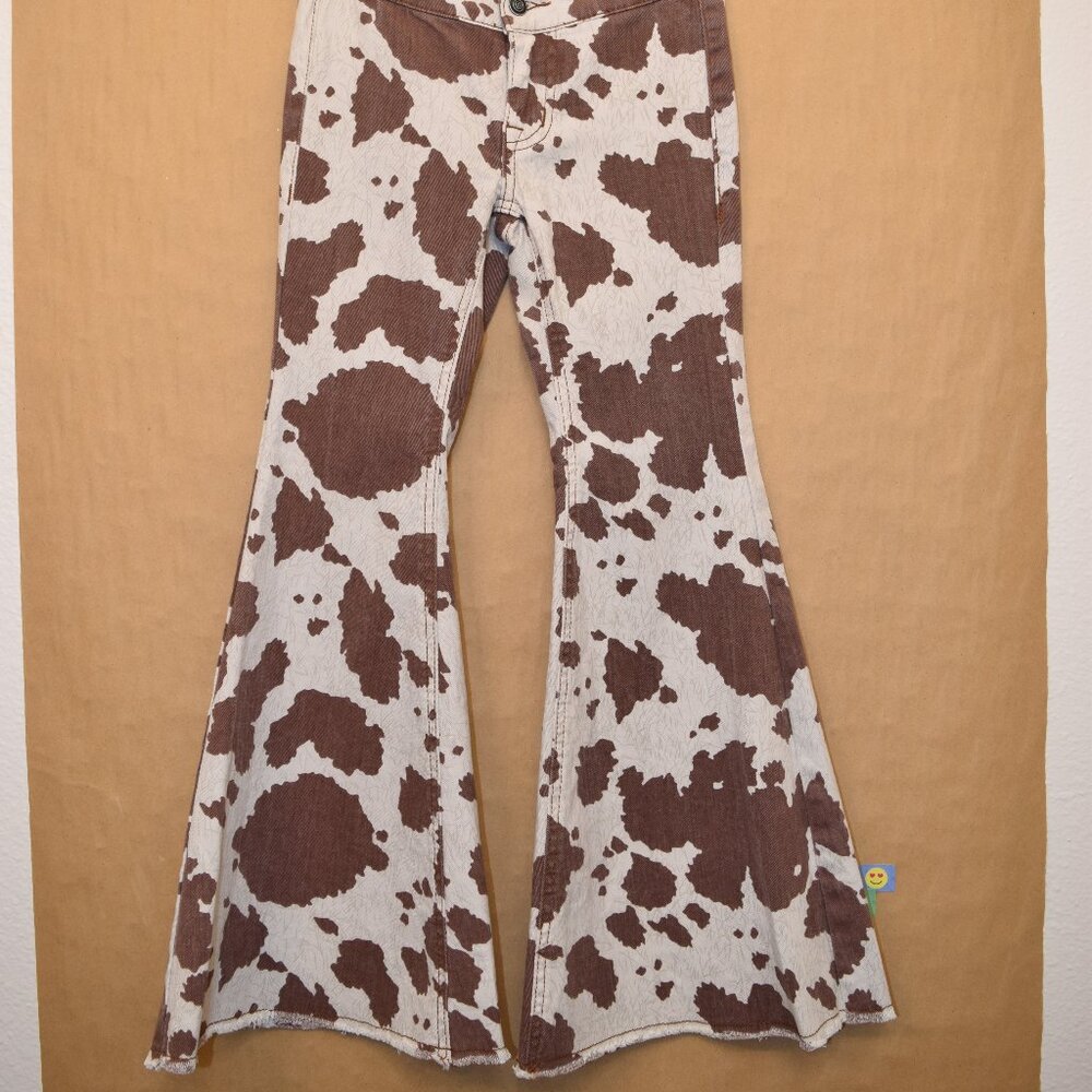 Rock & Roll Denim Girls' Cow Print Flare Jeans - Size 8